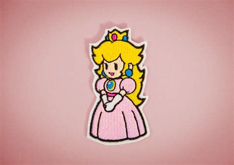 paper princess peach iron on nintendo patch from paper etsy
