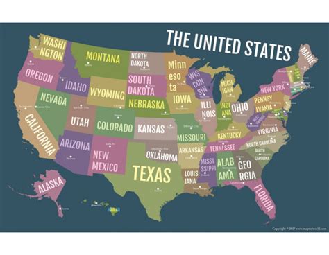 buy usa bold state names poster map