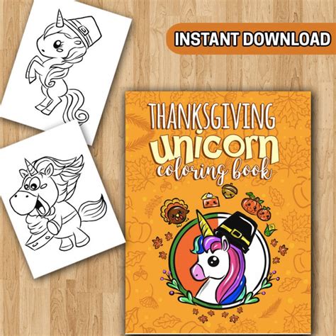 thanksgiving unicorn coloring book  magical thanksgiving etsy