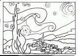 Coloring Starry Night Popular sketch template