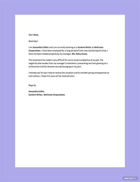 complaint letter  manager    letter template collection