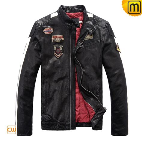 Men S Black Leather Motorcycle Jacket Cw813028