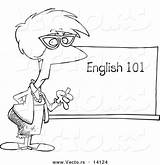 English Cartoon Coloring Teacher Chalk Board Outline Vector Standing Ron Leishman Royalty sketch template