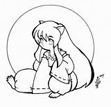 Inuyasha Chibi Coloring Pages Kagome Lineart Deviantart Inu Yasha Getcolorings Drawings Printable Color sketch template