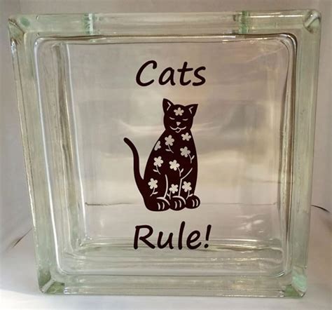 Cats Rule Glass Block With Vinyl Design Home Decor Amazon Ca Tools