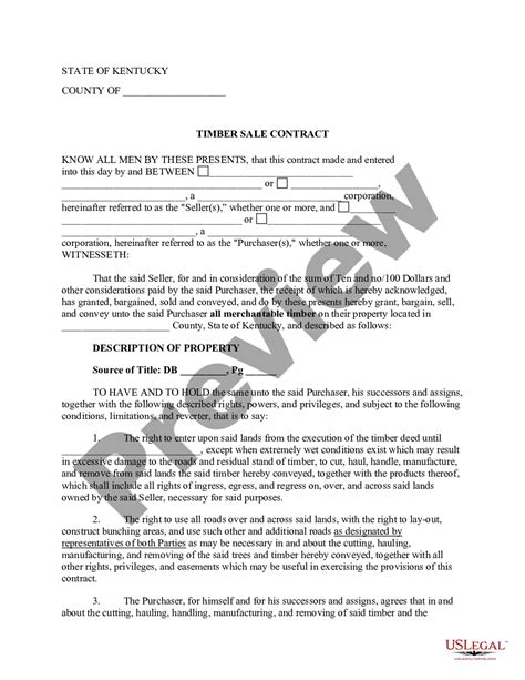 kentucky timber sale contract printable timber contract  legal forms