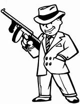 Mafia Tommy Gun Drawing Boy Vault Pip Mobster Fallout Clipart Cliparts Clip Library Clipartmag Easy Photobucket Military sketch template