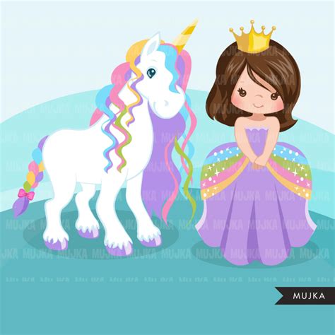 Unicorn Clipart Princess Unicorn Ts Rainbow Girl Fairy Tale Gra