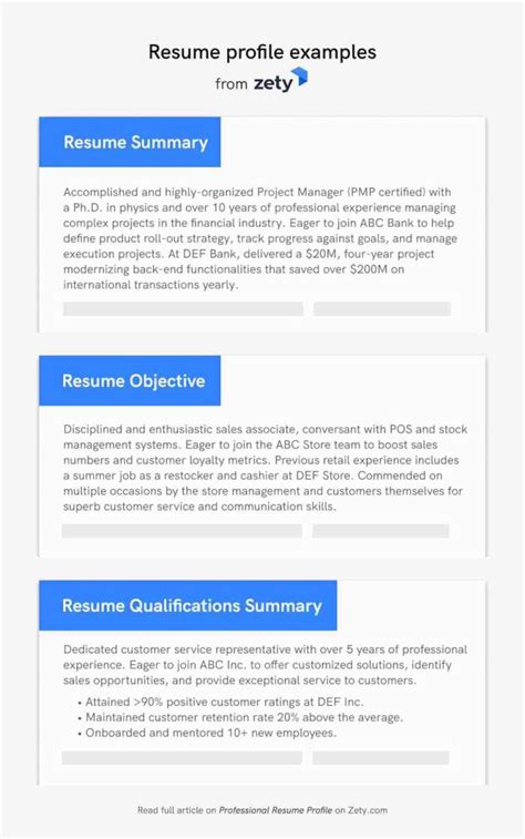 professional resume profile examples   job