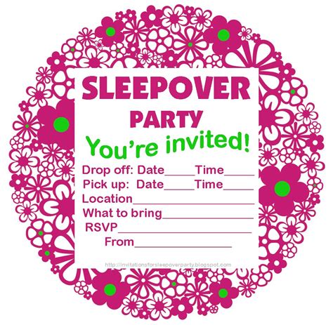 printable sleepover party invitations hundreds  slumber party