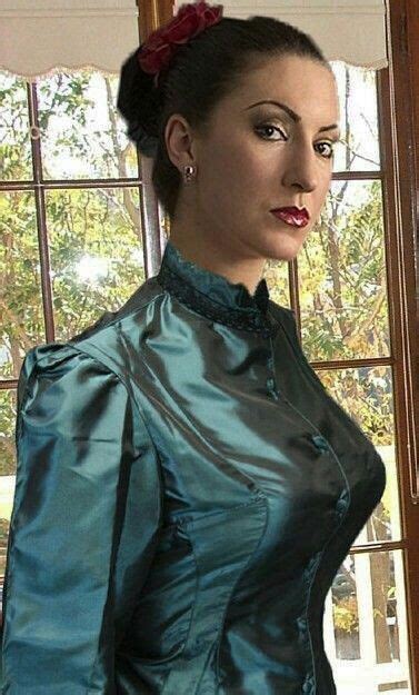 Governess Satin Blouses Women Blouse And Skirt
