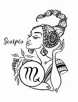 Scorpio Horoscope Astrological Scorpion Astrologie Kleuring Meisje Mooi Astrologische Teken Schorpioen Feminine Weegschaal sketch template
