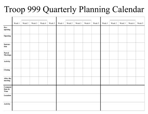 quarterly planner template printable schedule template images