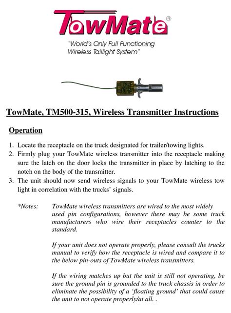 towmate tm  transmitter instructions manualslib