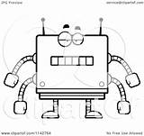 Robot Clipart Bored Box Cartoon Outlined Coloring Vector Thoman Cory Royalty sketch template