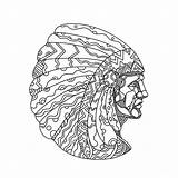 Indian Doodle American Plains Bonnet War Aloysius Patrimonio Digital People Protesting Native Illustration Piece Artwork Uploaded Which Stock sketch template