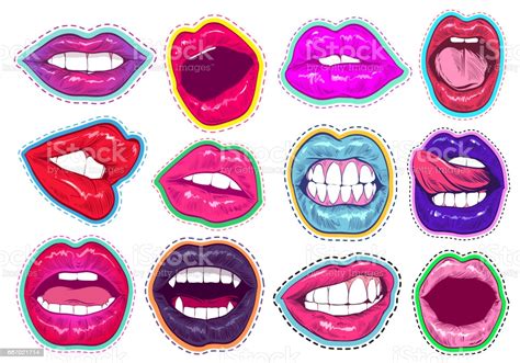 pop art woman lips speech bubble comic book style hand drawn vector