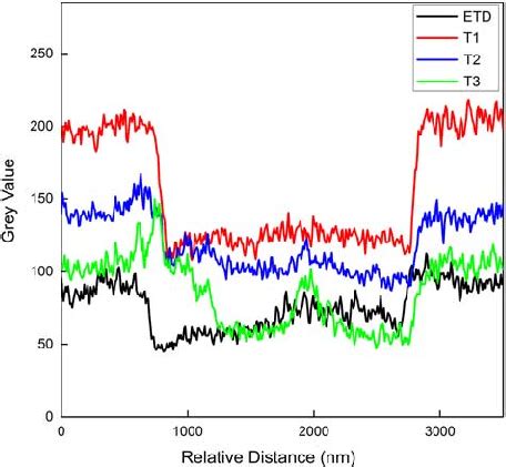 intensity  profiles   function  relative distance extracted  scientific