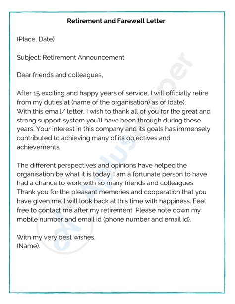 sample farewell letters format examples    write