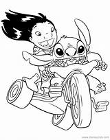 Stitch Lilo Coloring Pages Riding Disneyclips Tricycle sketch template