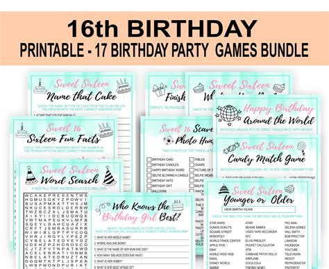 birthday party games sweet sixteen birthday game etsy