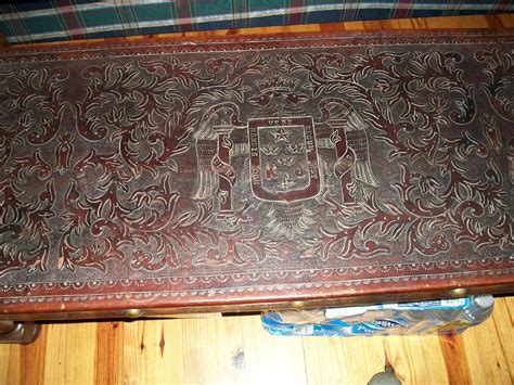 Antique Hand Carved Leather Topped Table Collectors Weekly