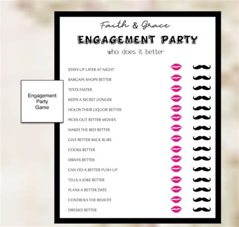 engagement party games printable   printable templates