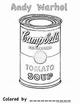 Warhol Andy Coloring Pages Famous Soup Pop Artwork Cans Museum Colouring Easy Campbells Lessons Google Campbell Library Sheet Printable Visuels sketch template