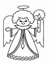 Christmas Coloring Angel Pages Clipart Drawing Kids Simple Library Getdrawings sketch template