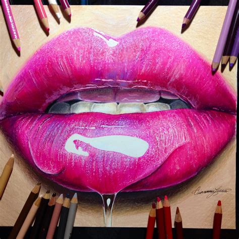 drawing realistic glossy lips lips drawing color pencil art