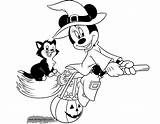 Coloring Halloween Mouse Mickey Pages Minnie Disney Witch Visit Printable Kids sketch template