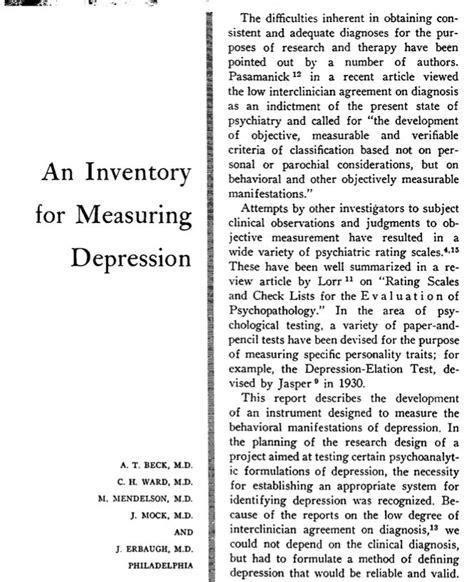 version 1 of the beck depression inventory