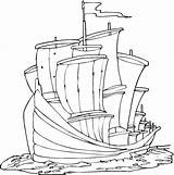Coloring Columbus Pages Ships sketch template