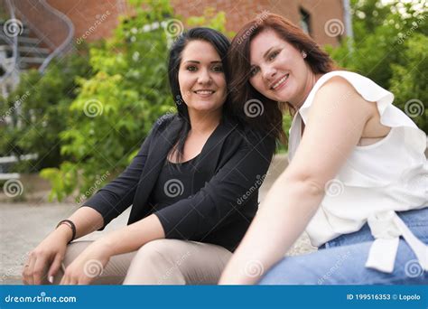 Two Happy Beautiful Girls Having Fun Outdoor Stock Image Image Of