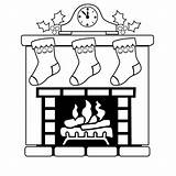 Fireplace Christmas Coloring Pages Mantle Stockings Clipart Easy Drawing Kids Stocking Clock Sketch Draw Sheet Color Print Corner Drawings Santa sketch template