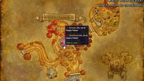 Orgrimmar Rogue Trainer Location Classic Wow Youtube