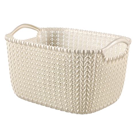 curver knit collection oasis white  plastic storage basket departments diy  bq