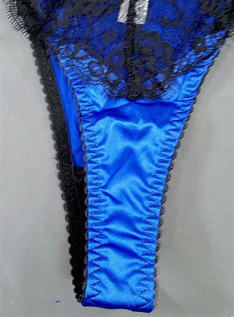 Shiny Royal Blue String Bikini Thong Panties Liquid S Gem