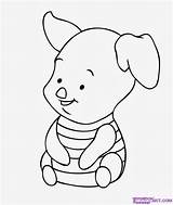 Coloring Baby Pooh Winnie Pages Piglet Characters Cute Disney sketch template