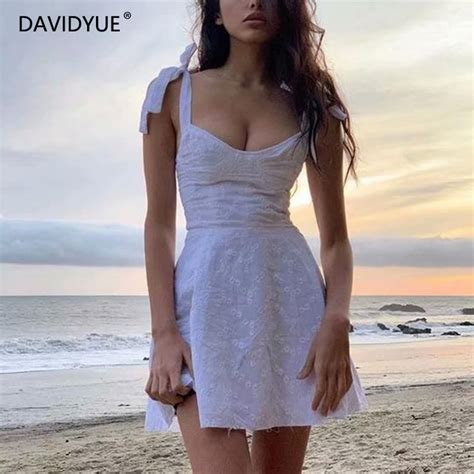 Hollow Out Lace Mini Dress In 2020 White Lace Mini Dress Summer