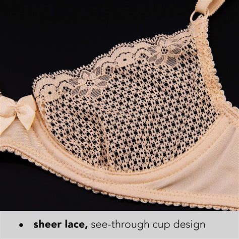 wingslove women s sexy 1 2 cup lace bra balconette mesh beige size