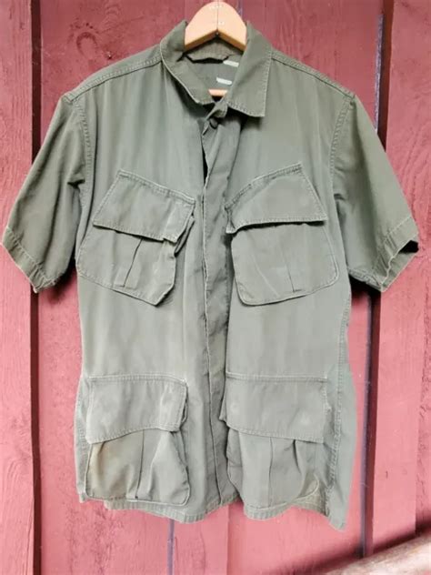 Us Military Vietnam War Era Short Sleeve Shirt Poplin Slant Pockets 42