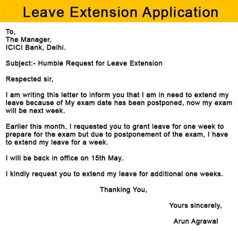 leave extension letter sample request letter  leave extension vrogue