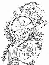 Guns Stencils Coloriage Unibody Compass Pistol Imprimer Armas Rickey Vorlagen Novas Montre Gousset Visiter Origine Paintingvalley Dragon Zapisano Kaynak sketch template