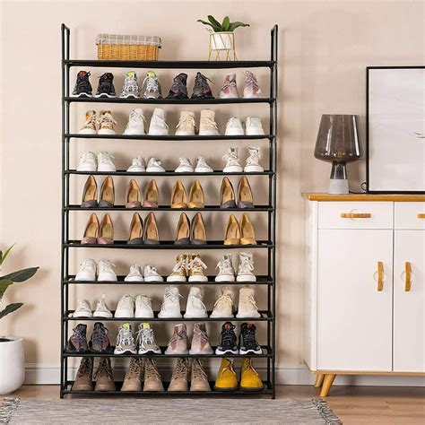 uwr nite  tiers shoe rack organizer  pairsadjustable shoes shelf tower metal tall