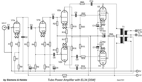 tube power amplifier  el  circuit diagram  instructions