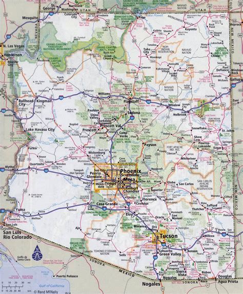 large detailed roads  highways map  arizona state   cities arizona state usa