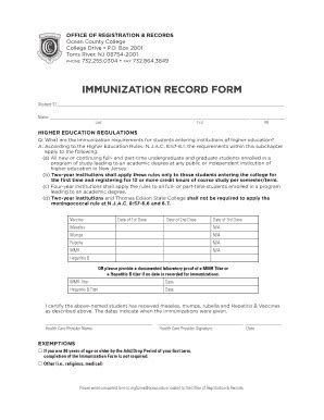 immunization card  forms  templates fillable printable