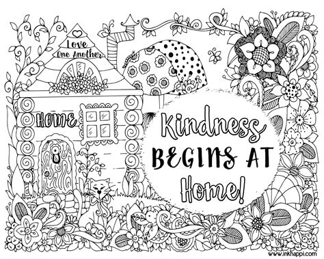 kindness begins  home  coloring page   message inkhappi