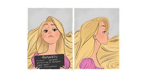 rapunzel these disney princess mugshot drawings are pretty dark